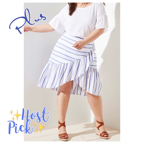 LOFT Plus Striped Ruffle Wrap Skirt - Picture 4 of 5